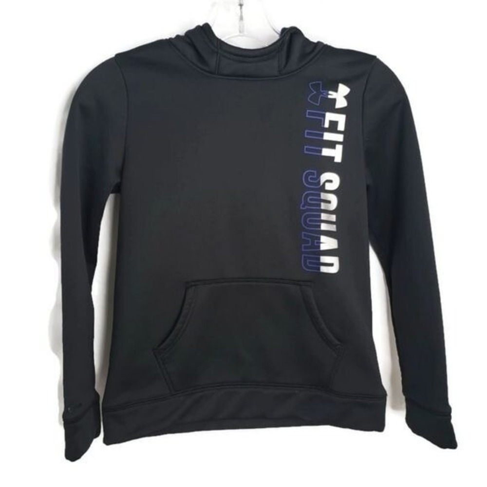 Under Armour Hoodie Youth Medium Black Fit Squad Graphic ColdGear Pullover